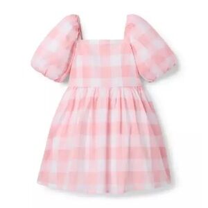 Janie and Jack Easter Gingham Bubble Sleeve Toddler Girls Dress pink white 4T